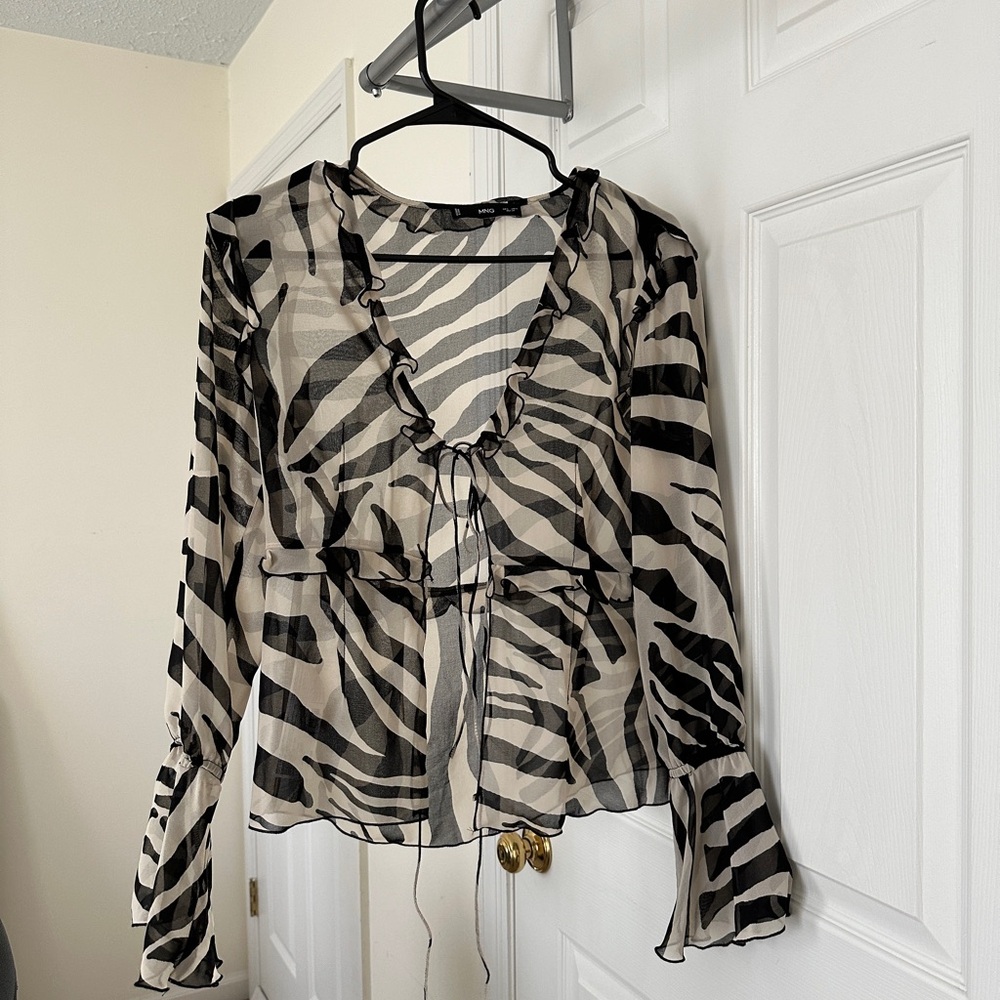 Mango Sheer Zebra Top size S
